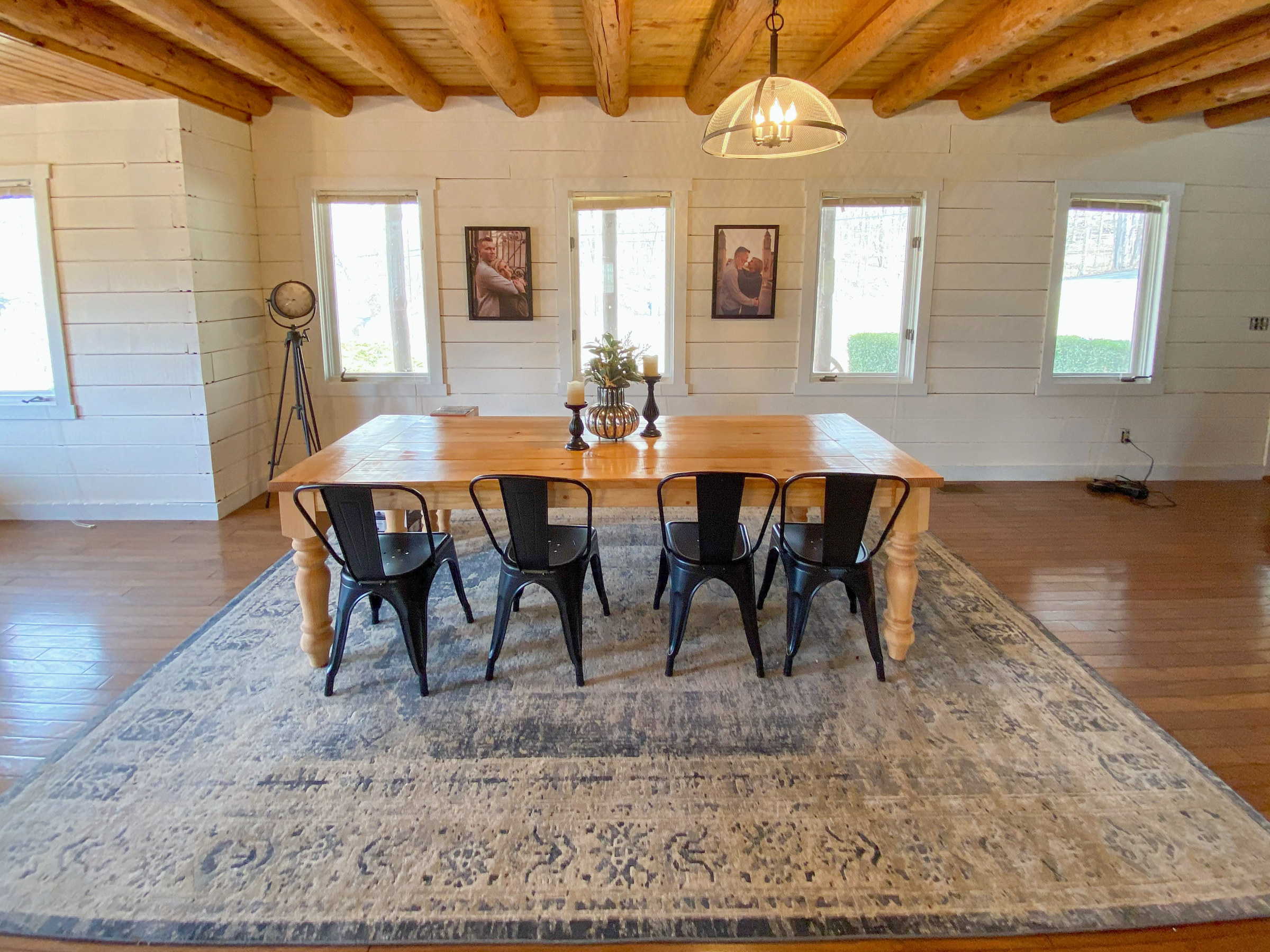 Dining room with a wood beam ceiling